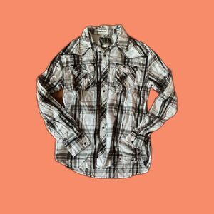 BKE Plaid Button-Up Mens Casual Athletic Fit Large Button-Up Long Sleeve